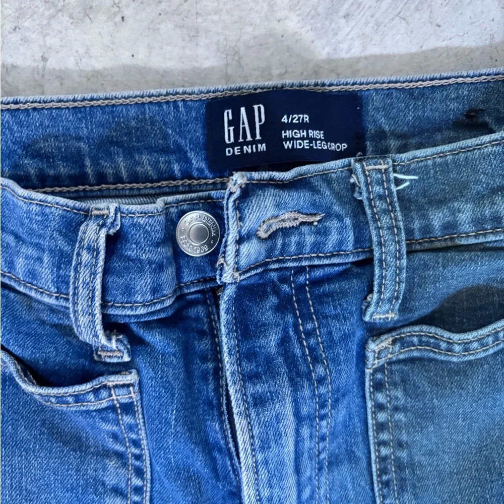 GAP Women's Cropped Ankle Blue Wide-Leg Jeans